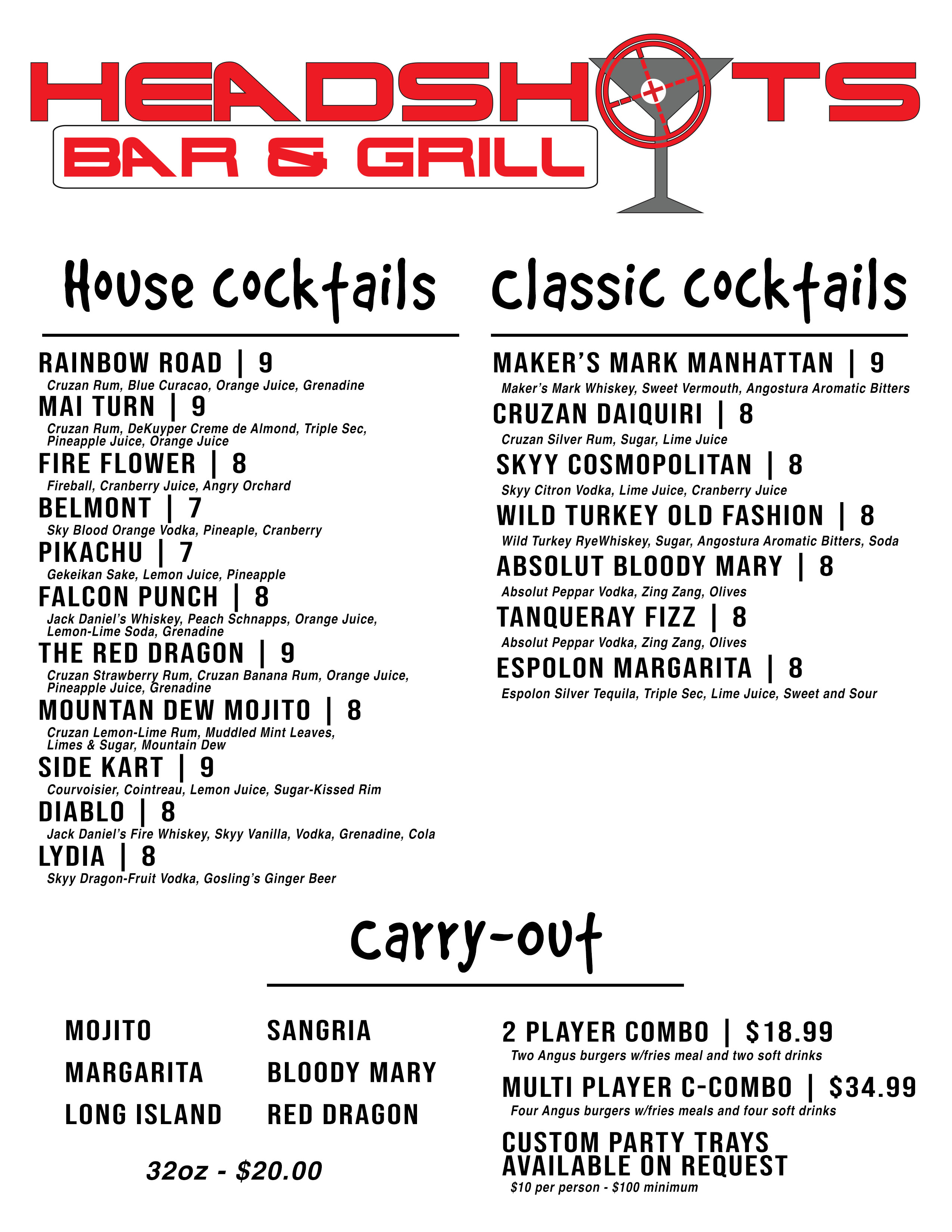 Headshots Bar & Grill Wichita, KS 67208 (Menu & Order Online)